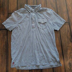Polo Ralph Lauren Mens X-Large Short Sleeve Polo Shirt Striped Dark Blue White